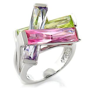 DAZZLING TRI-COLOUR CROSS OVER RING-4 sizes